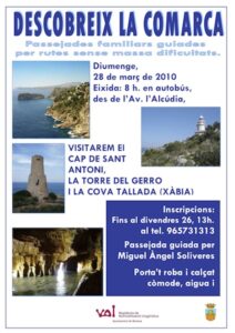 Cartell de l'excursió al Cap de Sant Antoni, Cova Tallada i Torre del Gerro