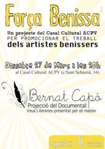 Cartell de la presentació del documental Veus Literàries: Bernat Capó