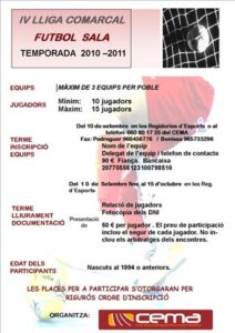 Cartell de la IV Lliga de futbol sala de la Marina Alta