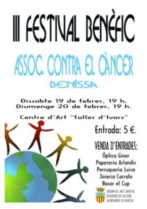 Cartell del III Festival Benèfic organitzat per AECC Benissa