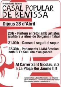 Cartell de la inauguració de la nova seu del Casal Popular Cartell de la inauguració de la nova seu del Casal Popular