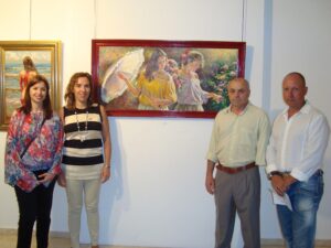 Membres de la corporació municipal amb el pintor Vicente Ivars Sapena