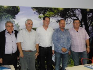 Els empresaris que participaran al congrés "Lo mejor de la Gastronomía" amb el regidor de Turisme,   Xavier Estupiñá