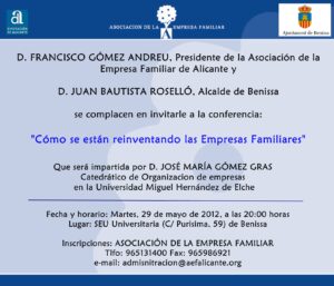 Invitació de la jornada dirigida a l'empresa familiar