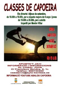 Cartell del curs de capoeira a Benissa