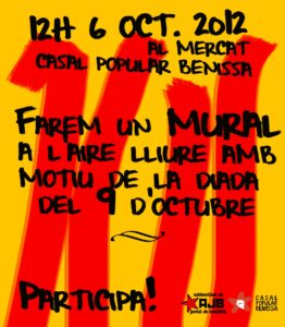 Cartell de la pintada del mural del 9 d'Octubre a Benissa