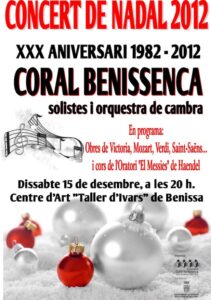 Cartell del Concert de Nadal 2012 de la Coral Benissenca