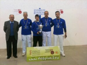 L'equip guanyador de Benissa de la competició d'aficionats d'escala i corda de la Federació de Pilota Valenciana 
