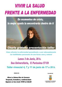 Cartell de la xerrada "Viure la salut front a la malaltia" celebrada a Benissa