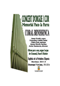 Cartell del concert Memorial Paco La Parra 2013