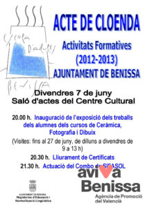 Cartell de la cloenda de l'EPA de Benissa