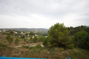 El mirador del Pla dels Molins. La vegetació impedeix la vista sobre el penyal