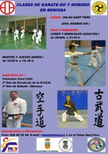Cartell del curs de karate i kobudo a Benissa