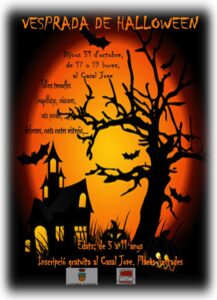 Cartell de la vesprada de tallers de halloween a Benissa