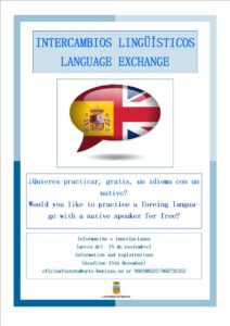 Cartell del programa d'intercanvis lingüístics a Benissa