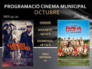Cartellera del cinema municipal de Benissa per al mes d'octubre