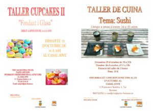 Cartell dels tallers de cupcakes i sushi a Benissa