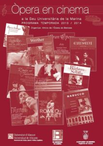 Portada del fullet del programa Òpera en cinema a Benissa