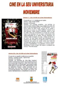 Cartell del cinema a la Seu Universitària