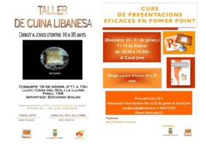 Cartell de les activitats de joventut per al mes de gener