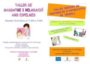 Cartell del taller de massatge i relaxació amb espelmes fet a Benissa