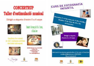 Cartell del taller de fotografia per a xiquets i de "Concertrup"