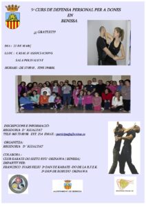 Cartell del 5é curs de defensa personal per a dones fet a Benissa