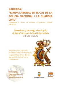 Cartell de la xerrada sobre la guàrdia civil i loa policia nacional com a eixida laboral