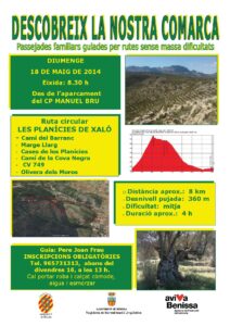 Cartell de la ruta del cicle "Descobreix la nostra comarca" a les Planícies de Xaló