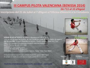 Cartell del III Campus de Pilota Valenciana de Benissa