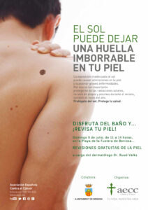 Cartell de la jornada de revisió de pell a la platja de La Fustera