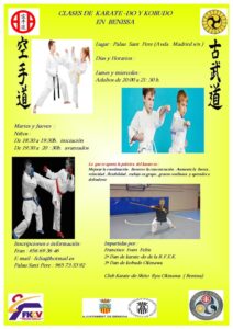 Cartell de les classes de karate i kobudo a Benissa