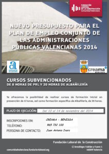 Cartell del curs de prevenció de riscos laborals a Benissa