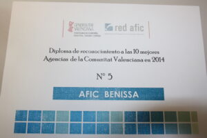 Diploma de l'Agència AFIC de Benissa