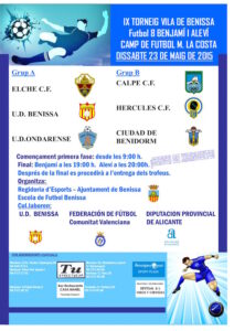 Cartell del IX Torneig de Futbol 8 Benjamí i Aleví Vila de Benissa 2015