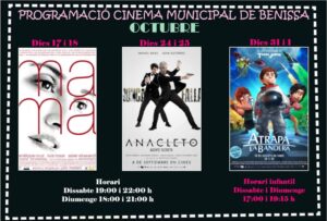 Programació del cinema municipal de Benissa d'octubre de 2015