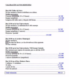 Despeses pressupostades des del gabinet d'alcaldia de Benissa