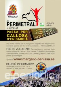 Cartell de la reunió sobre la Cursa Perimetral de Benissa a Callosa d'en Sarrià