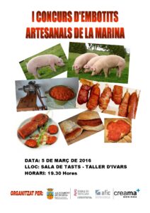 Cartell del I Concurs d'Embotits Artesans de la Marina Alta