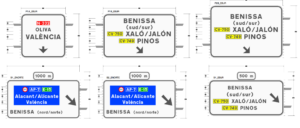 Senyals de la futura variant de Benissa,   segons la cartografia