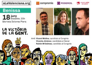 Cartell del míting de la coalició "A la valenciana" a Benissa