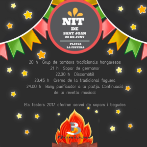 Cartell de la Nit de Sant Joan 2016 a la platja de la Fustera de Benissa