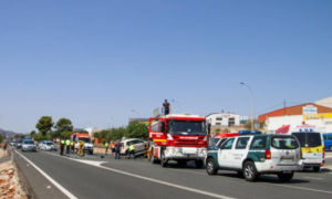Imatge de l'accident a l'entrada del Polígon Industrial La Pedrera 