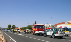 Imatge de l'accident a l'entrada del Polígon Industrial La Pedrera