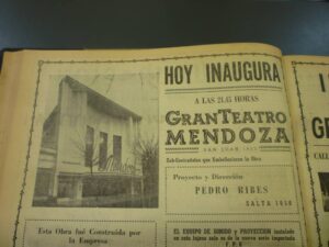 Publicitat a un diari el dia de la inauguració del Gran Teatro Mendoza