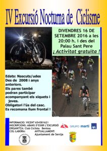 Cartell de l'Excursió nocturna de ciclisme a Benissa