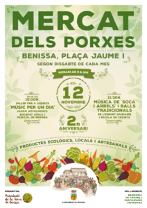 Cartell del 2n Aniversari del Mercat dels Porxes de Benissa