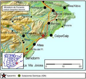 Mapa de l'epicentre del terratrèmol