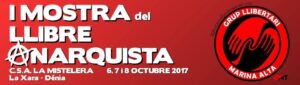 Cartell de la I Mostra del Llibre Anarquista de la Marina Alta