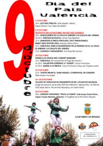 Cartell dels actes del 9 d'Octubre a Benissa
